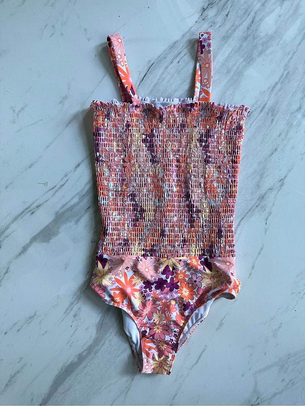 Jessica Simpson Floral Smocked One Piece Pink Multicolor Girl XL (14/16)
